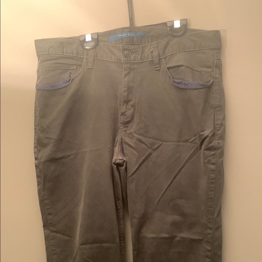 Perry Ellis Green Chinos Straight-Leg Men’s Pants 34x32